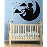 USA Decals4You Little Boy On The Moon Fishing Wall Decal For Nursery