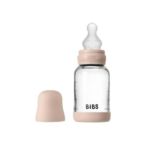 BIBS Glass Baby Bottle, 120 ml, with Silicone Nipple