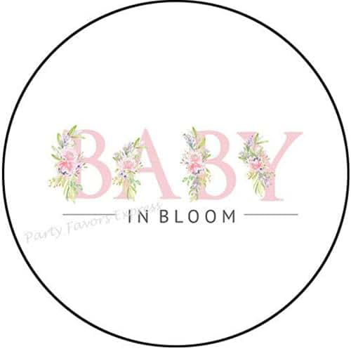 Party Favors Express Baby In Bloom Baby Shower Stickers, 1.5 Inch Round Labels