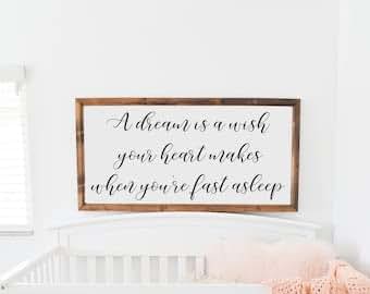Unbranded Nursery Wall Sign, A Dream Is A Wish Your Heart Makes Rectangular Decor