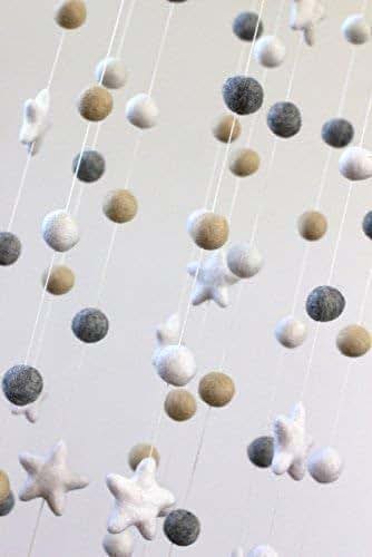 Matthew + Mae Felt Ball & Star Nursery Ceiling Mobile - Large