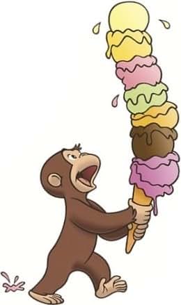 WiggleWalls 5 Inch Curious George Ice Cream Monkey Removable Wall Decal Sticker