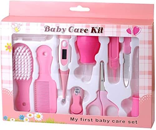 Beauty AGL Baby Grooming Kit 10-Piece Daily Care Set in Pink