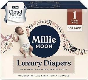 Millie Moon Size-1 Diapers for Babies (Count of 108)