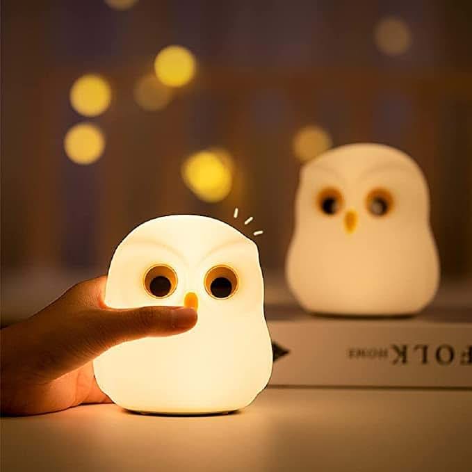 Cute Owl Night Light for Kids with USB Rechargeable Multi-Color Silicone