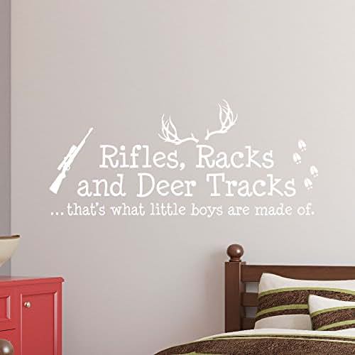 Little Boys Wall Decal Sign - Rifle Racks and Deer Tracks Room Decor