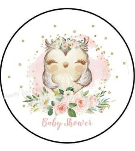 BabyOneStop Owl Baby Shower Stickers, 1.5 Inch Round Envelope Seals, 30 Pack