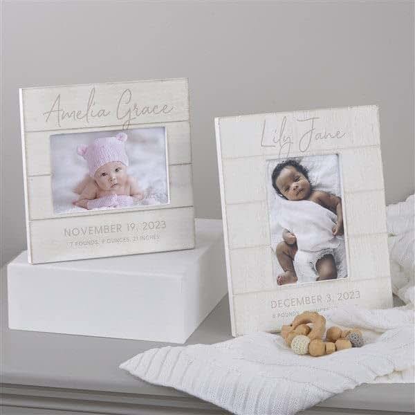 Personalization Universe Personalized Simple And Sweet Baby Girl Shiplap Frame