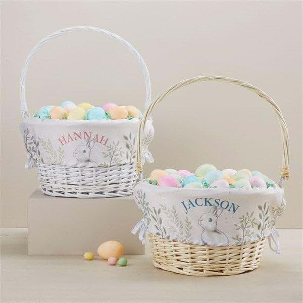 Personalization Universe Floral Bunny Personalized Classic Easter Basket – Cute Bunny Liner – Custom Kids Easter Gift – (photo 4)