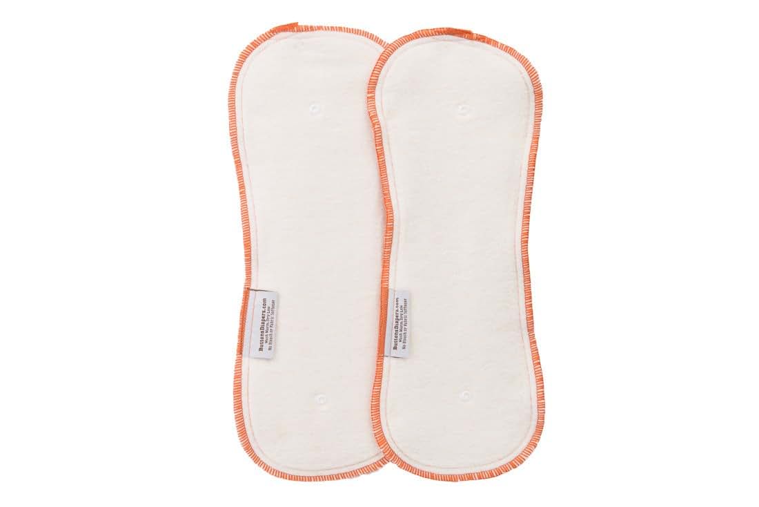 Buttons Diapers Buttons Hemp/Organic Cotton Diaper Inserts - Nighttime - 2 Pack (Small)