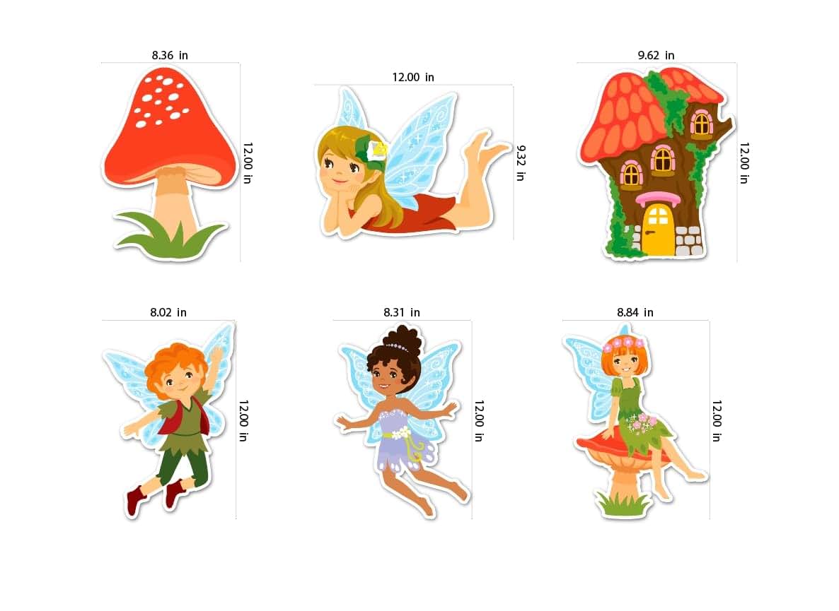 BabyOneStop Fairy Peel and Stick Floor Decals, Set of 6 Enchanted Forest Decorations