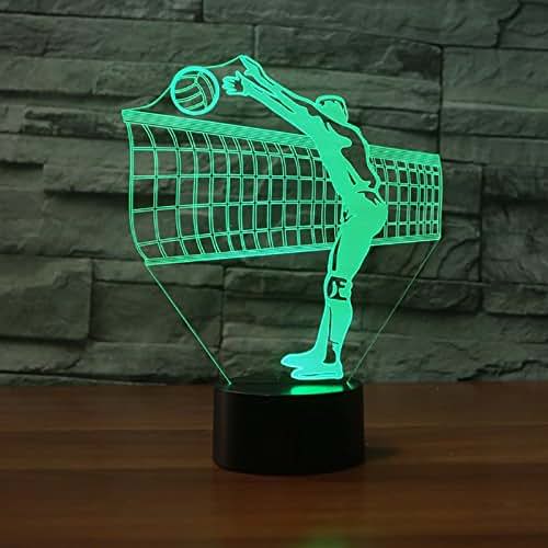 Jinnwell 3D Play Volleyball Night Light Lamp Illusion 7 Color Changing Touch Switch Table Desk Decoration Lamps with (photo 4)
