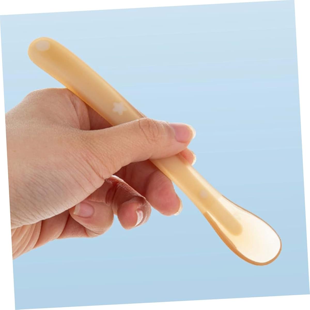Toyvian Silicone Soft Spoon for Newborns, Light Yellow, Flexible Training Weaning Utensil