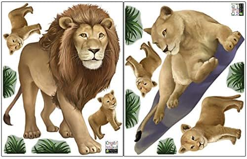 Create-A-Mural Jungle Animal Wall Decals Lion Family Peel & Stick Vinyl Stickers