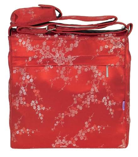 I Frogee Red-Silver Cherry Blossoms Brocade Diaper Bag/Messenger Shoulder Bag (photo 2)