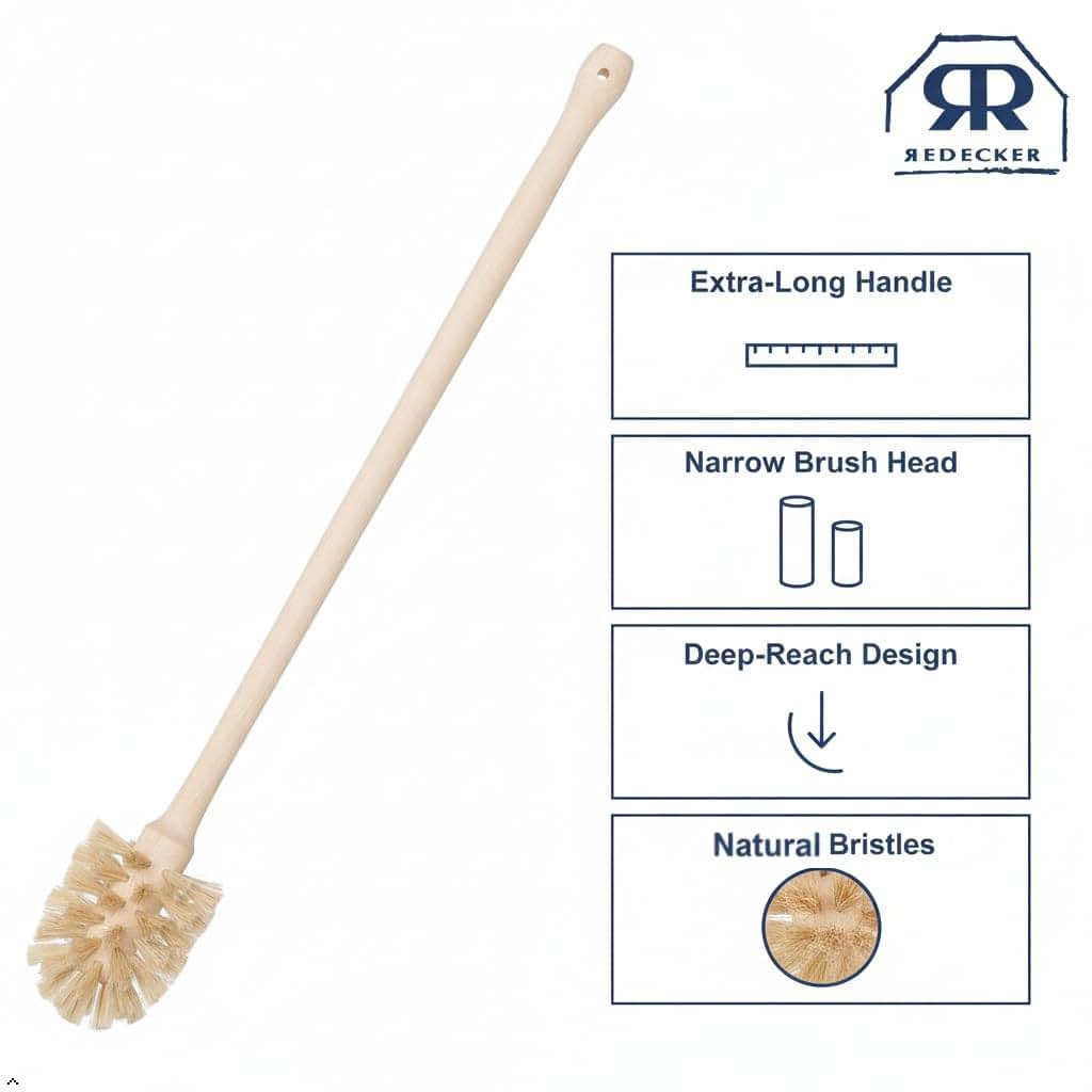 Redecker Bottle Brush with Light Horsehair Bristles and 14 Inch Beechwood Handle