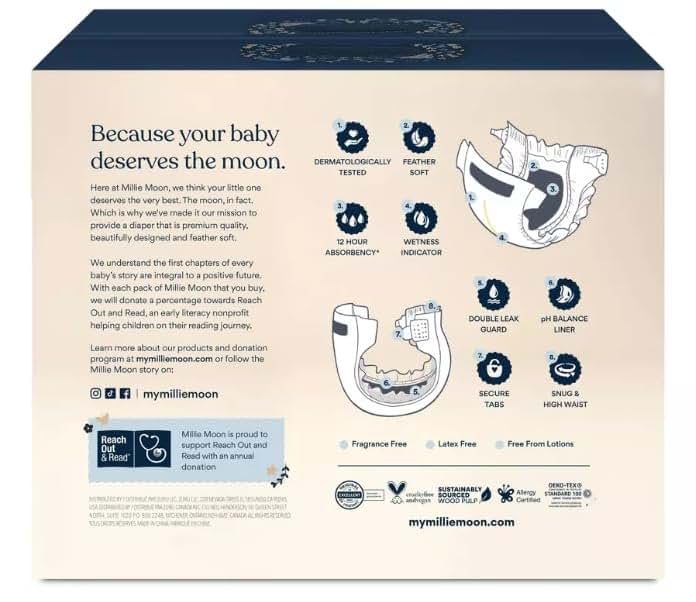 Milli~Moon Luxury Diapers Size 3, 88 Count