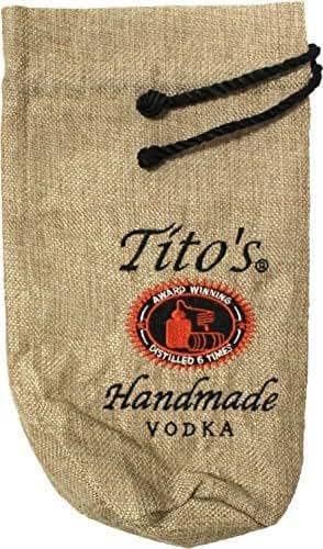 Embroidered Bottle Bag for Tito's Vodka - Burlap Storage Case