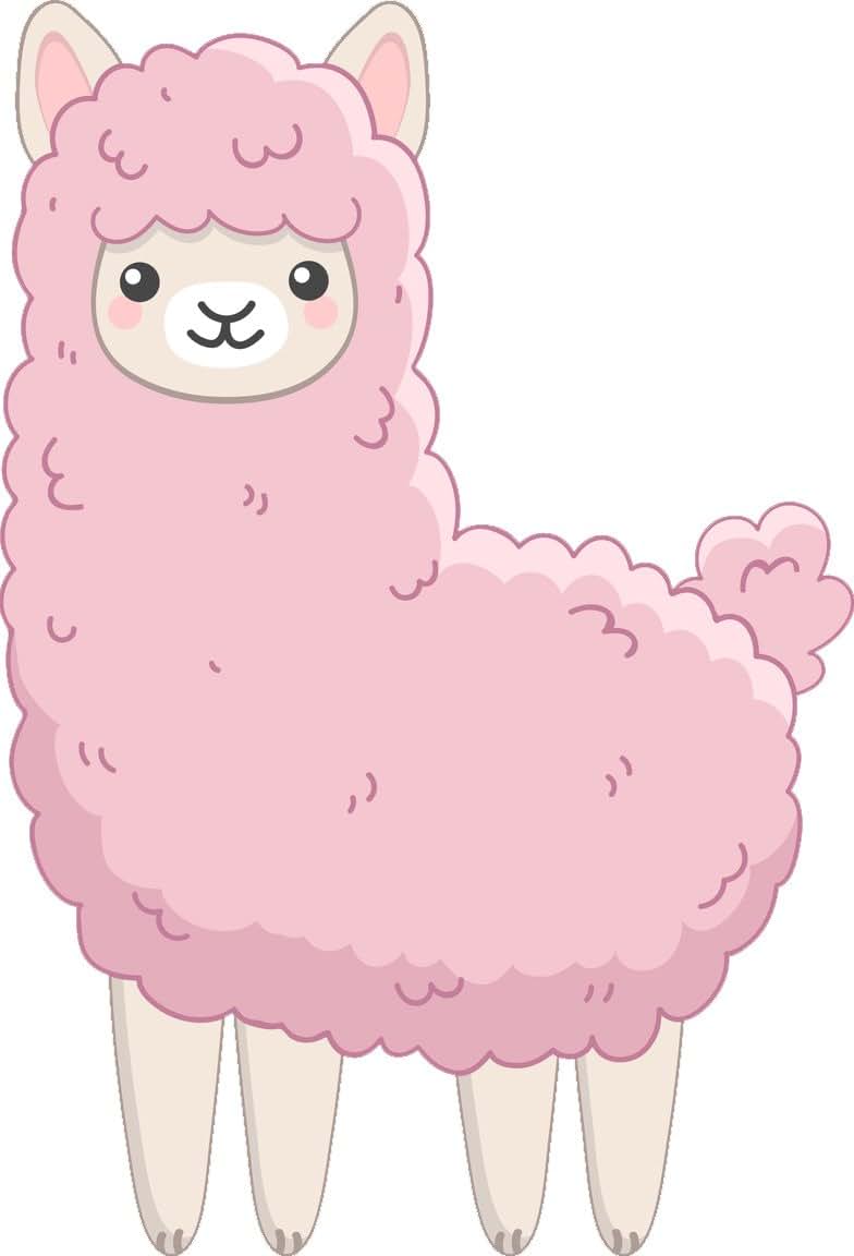 Shinobi Stickers Kawaii Pink Fluffy Llama Vinyl Decal Sticker