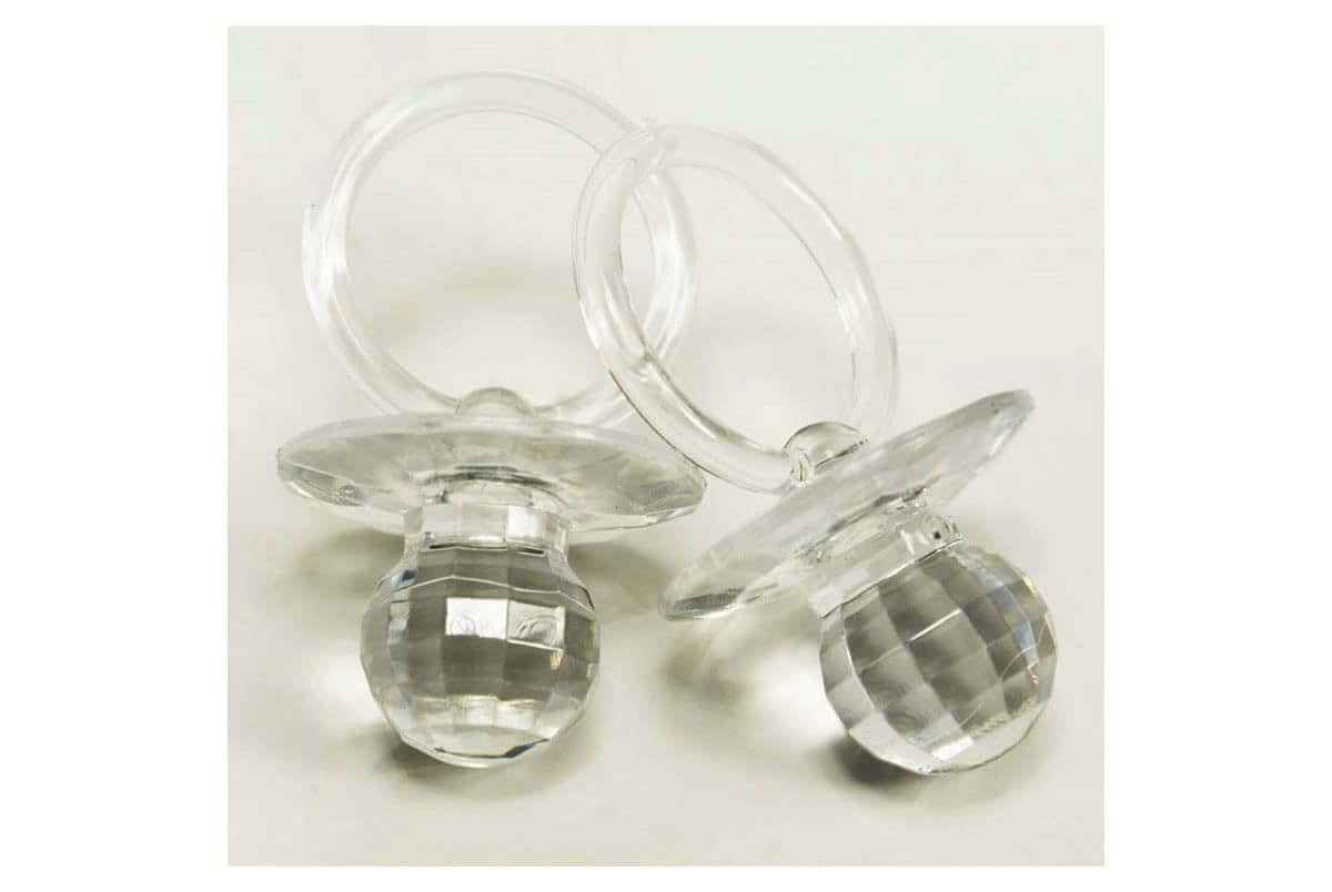 RBN 2.5 IN. Pacifier Baby Shower Crystal 3D Diamond Cut Prism Acrylic Bridal Wedding Birthday Party Favor Gift Table