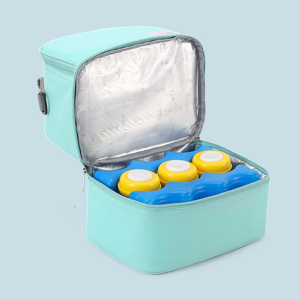 HomDSim Double Layer Breastmilk Cooler Bag with Ice Pack and Pump Compartment
