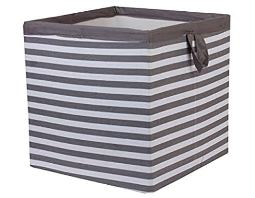 Bacati Pin Stripes Grey White Kids Storage Small Tote (photo 4)