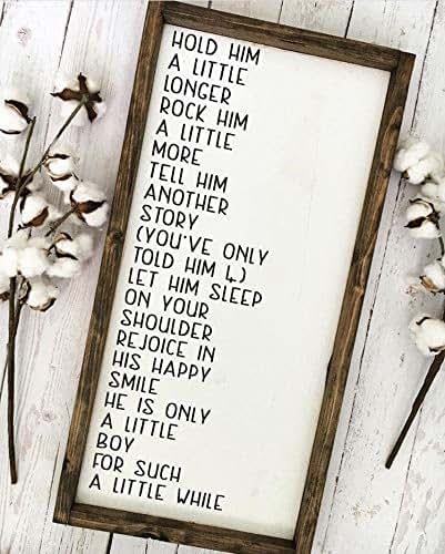 Nursery Framed Wood Sign for Little Boy Poem Art