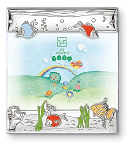 Sterling Touch Sterling Silver Picture Frame - Fish (3.5" X 5") Made In Italy (Pink Back)