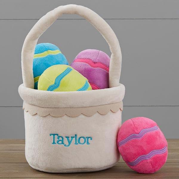 Personalization Universe Personalized Plush Easter Basket – Includes Plush Eggs – Custom Kids & Baby Easter Egg Basket (photo 2)