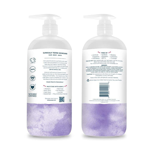 Kirk's Lavender & Vanilla 3-in-1 Nourishing Cleanser, Shampoo, Body Wash, and Bubble Bath