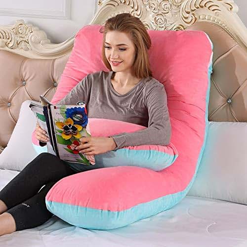Baimeng Pregnant Pillow Pink-Blue 55 Inches U Shaped Body Pillow