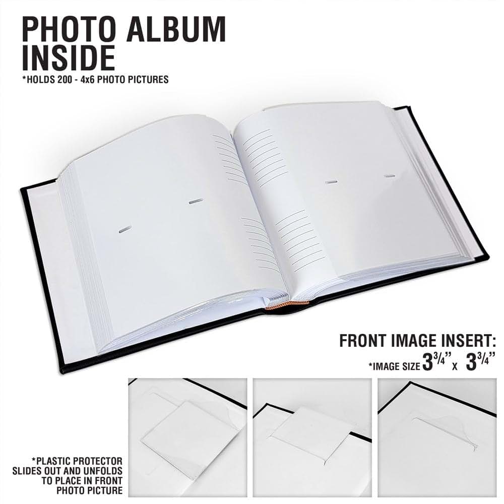GiftsForYouNow Personalized Photo Album, Custom Engraved Picture Album, Holds 200 4" x 6" Photos, Leatherette and Laser