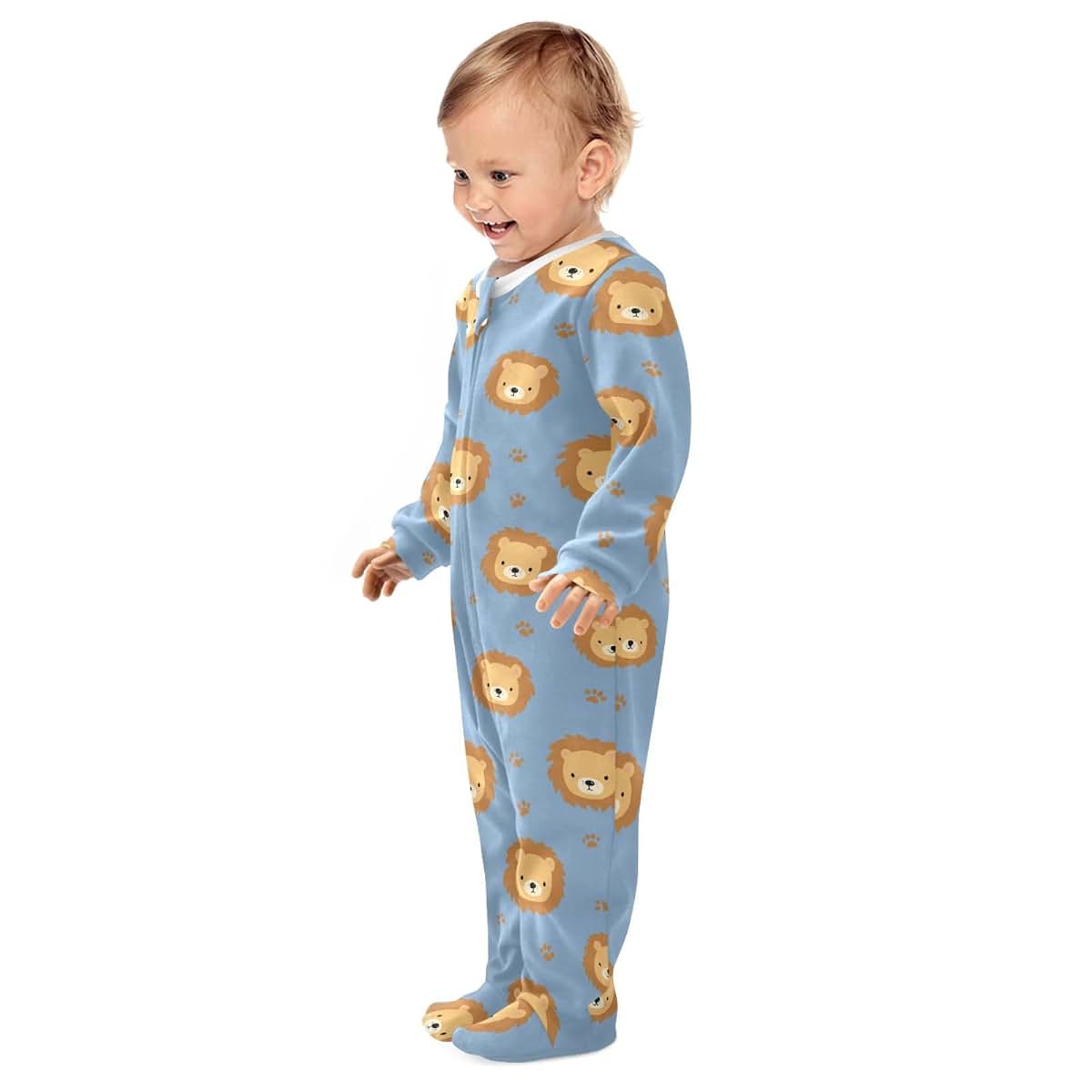 BabyOneStop Lion Print Organic Cotton Footie Pajamas
