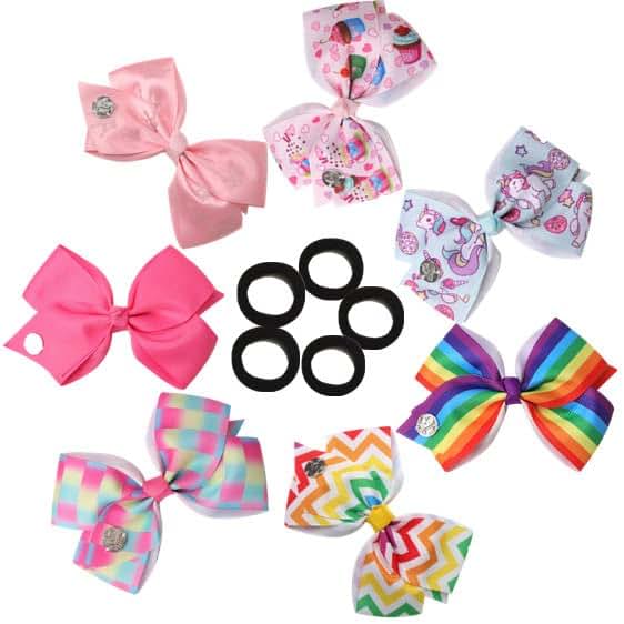 Jadalife 7-Piece Large Grosgrain Ribbon Hair Bow Set With Alligator Clips