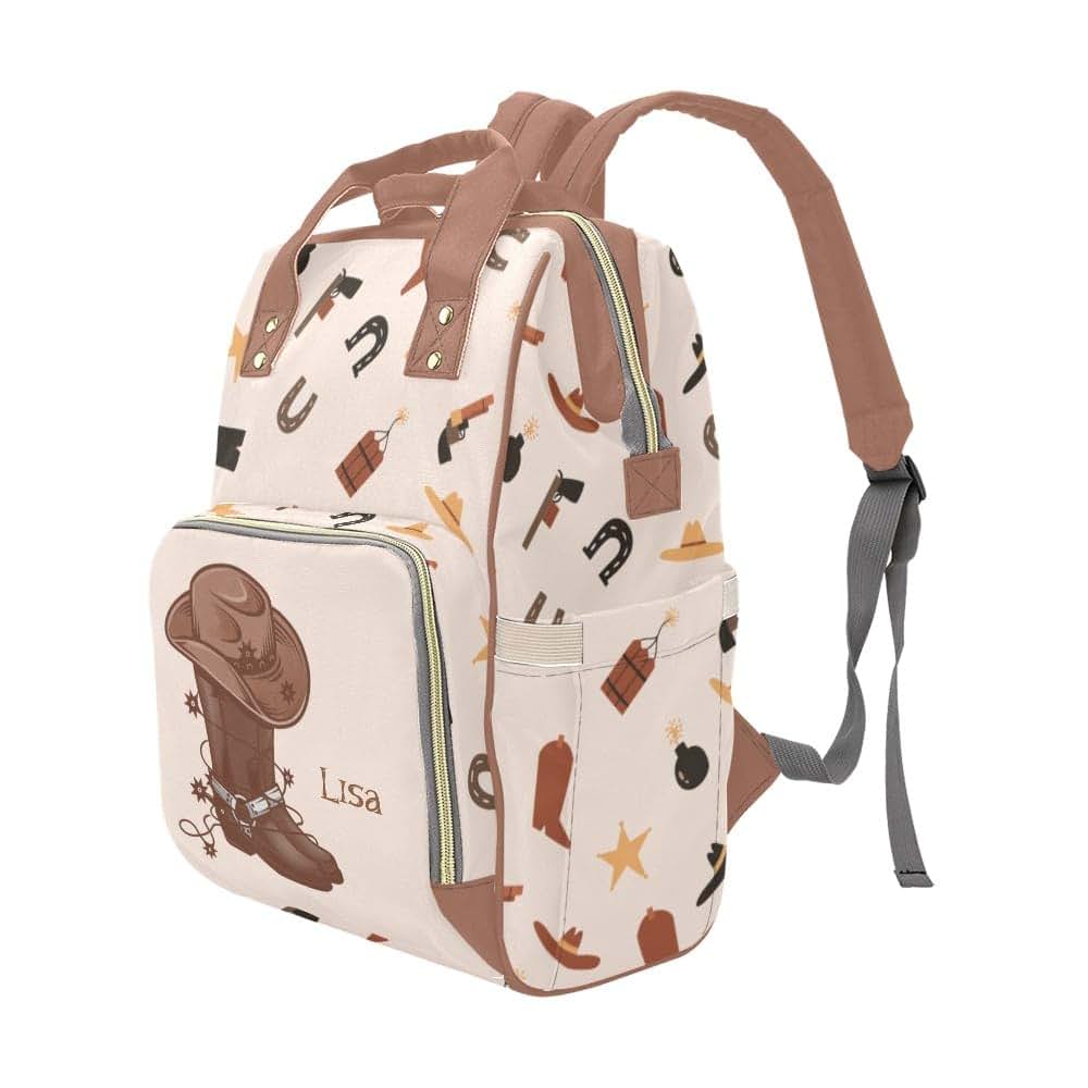 YallLocoMo Personalized Diaper Bag Backpack Name Cowboy Hat and Boot Convenient and Durable: Waterproof (photo 4)