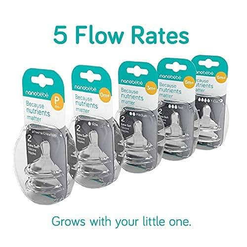 Nanobebe Silicone Nipples Triple Vented Twin-Pack Slow Flow