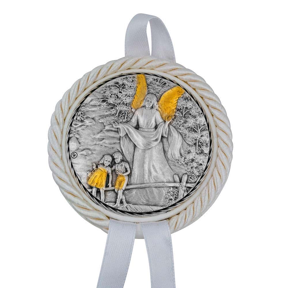 VILLAGE GIFT IMPORTERS Guardian Angel Crib Medal Ornaments | 3 Colors | Hang to Bring Blessings to Your Child (photo 2)