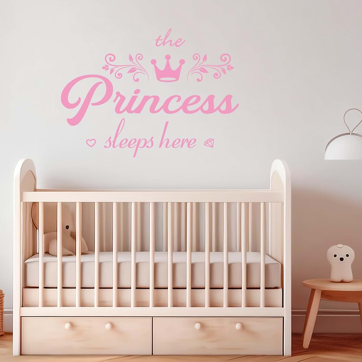 Pink Princess Crown Wall Decals, Peel and Stick Nursery Decor