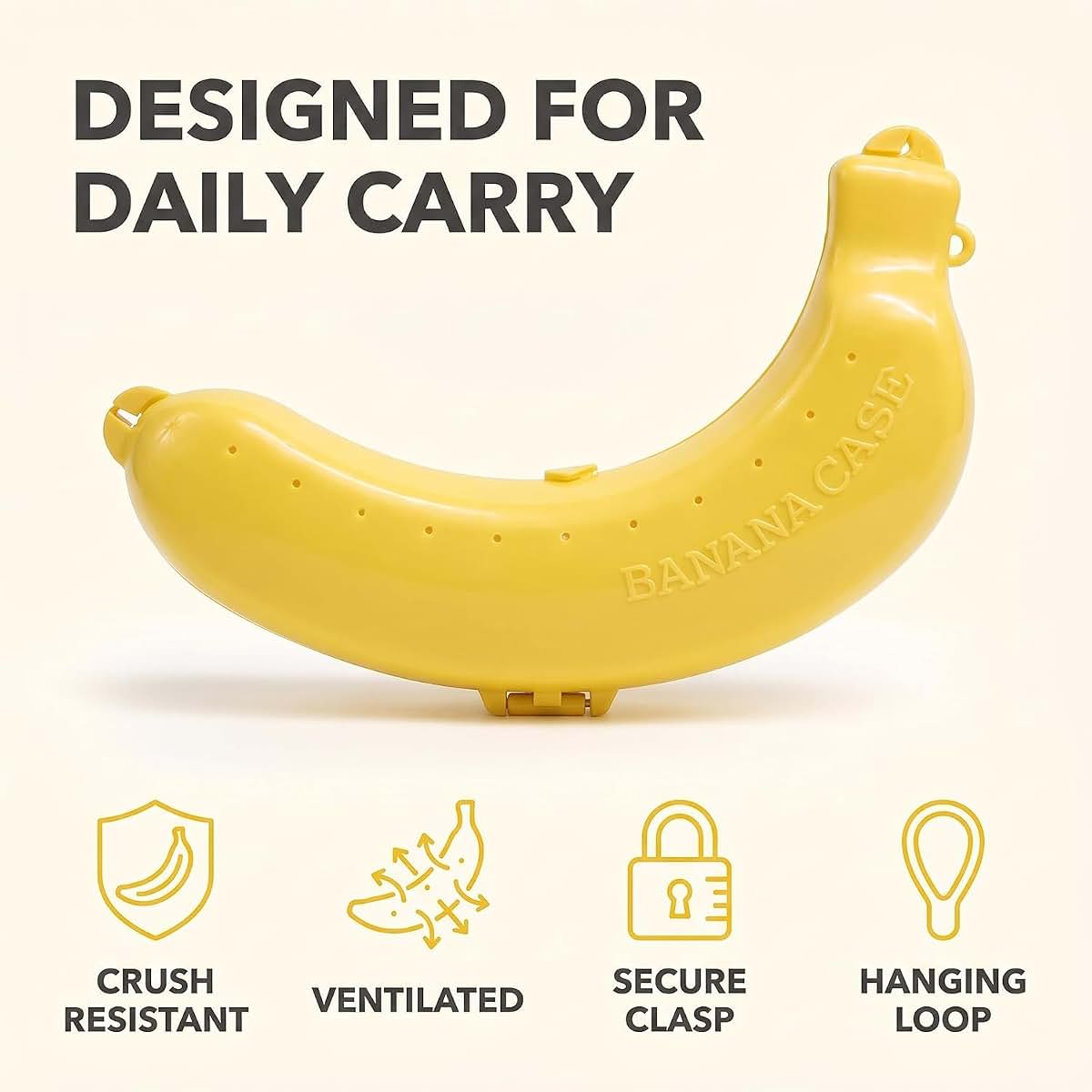 Cauaoa Yellow Banana Storage Case for Outdoor Travel and Picnic Use