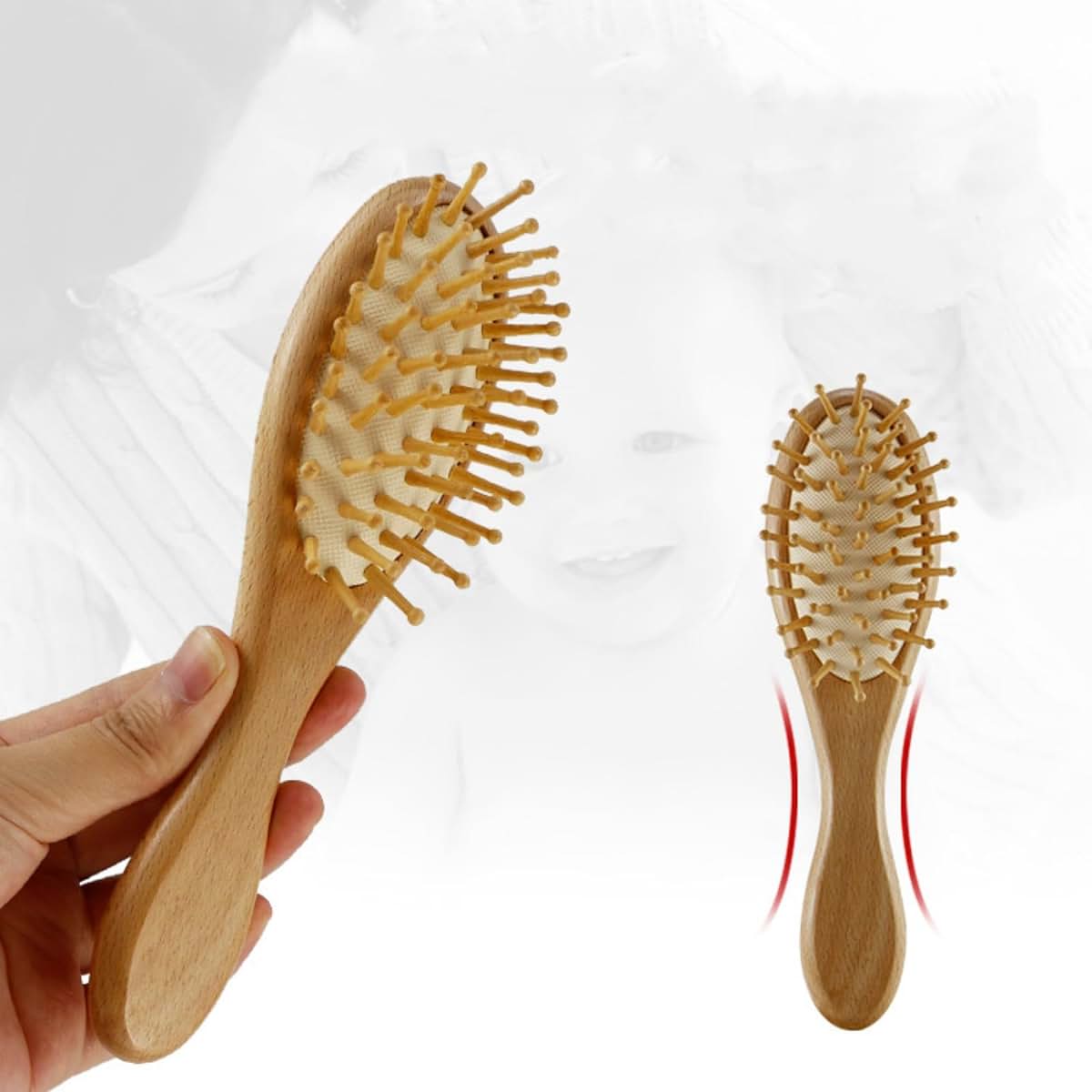 Zymech Personalized Baby Hair Brush Set with Custom Name Wooden Brush and Comb (photo 4)