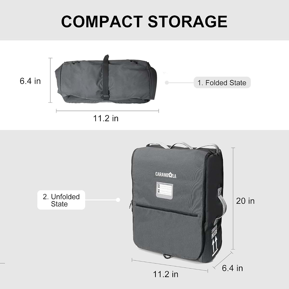Carambola Stroller Bag For Uppababy Minu With Backpack Straps And Wheels In Pale Gray (photo 4)