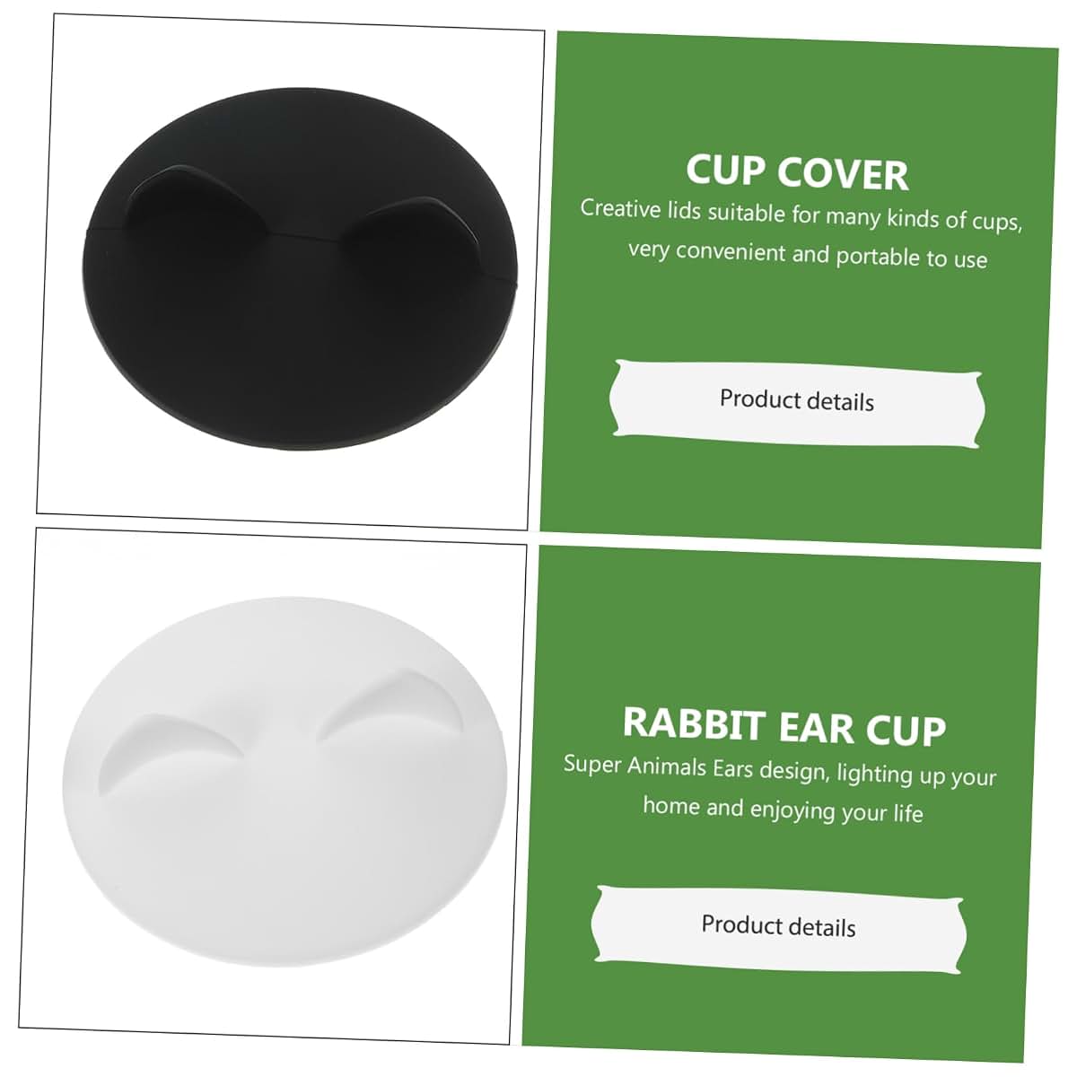 4-Piece Rabbit Ear Silicone Cup Lids, Animal Ear Design, Reusable Dustproof Covers