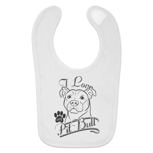 Graphics and More I Love My Pit Bull Baby Bib in White