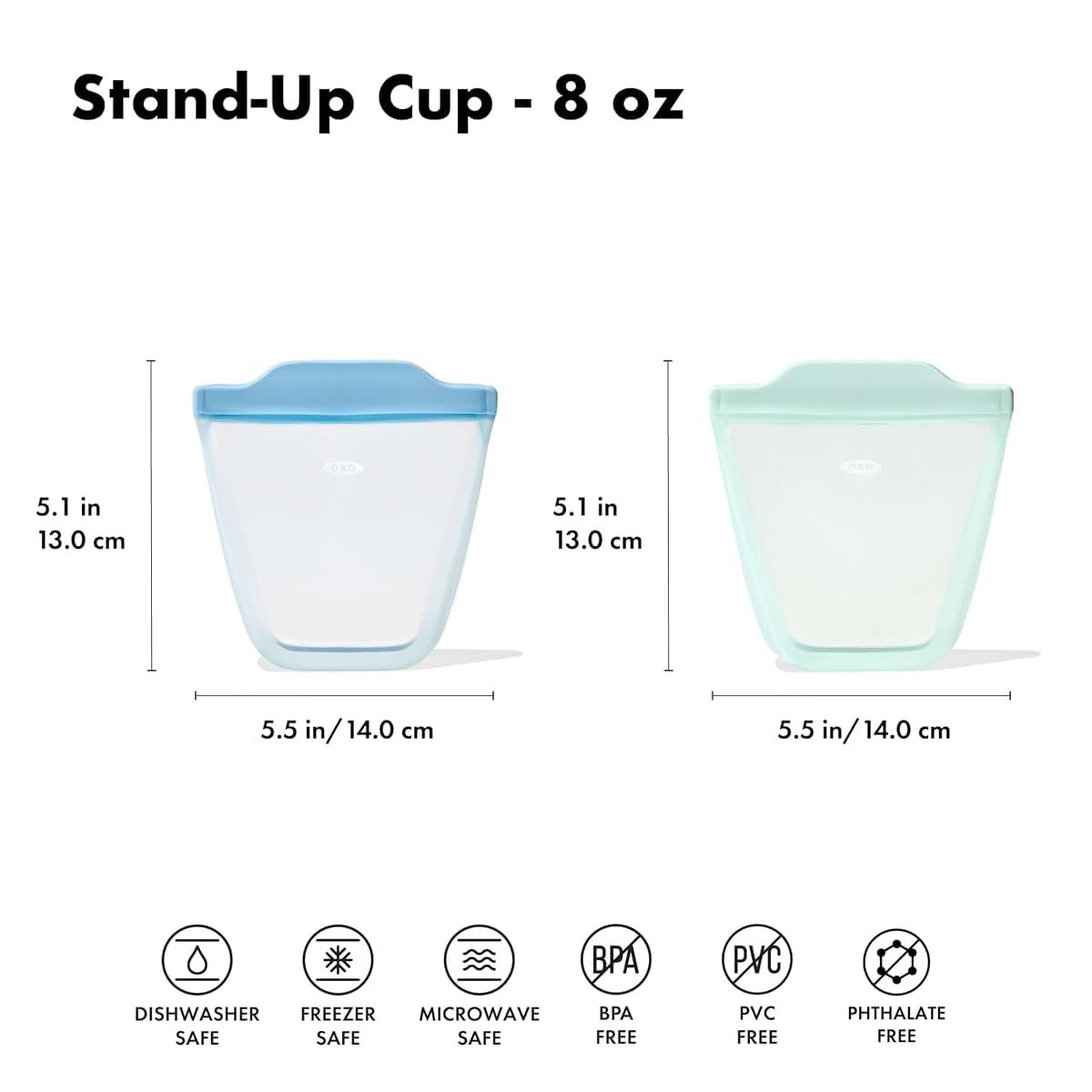 OXO Tot Silicone Reusable Bags 2 Piece Cup Set Opal And Dusk