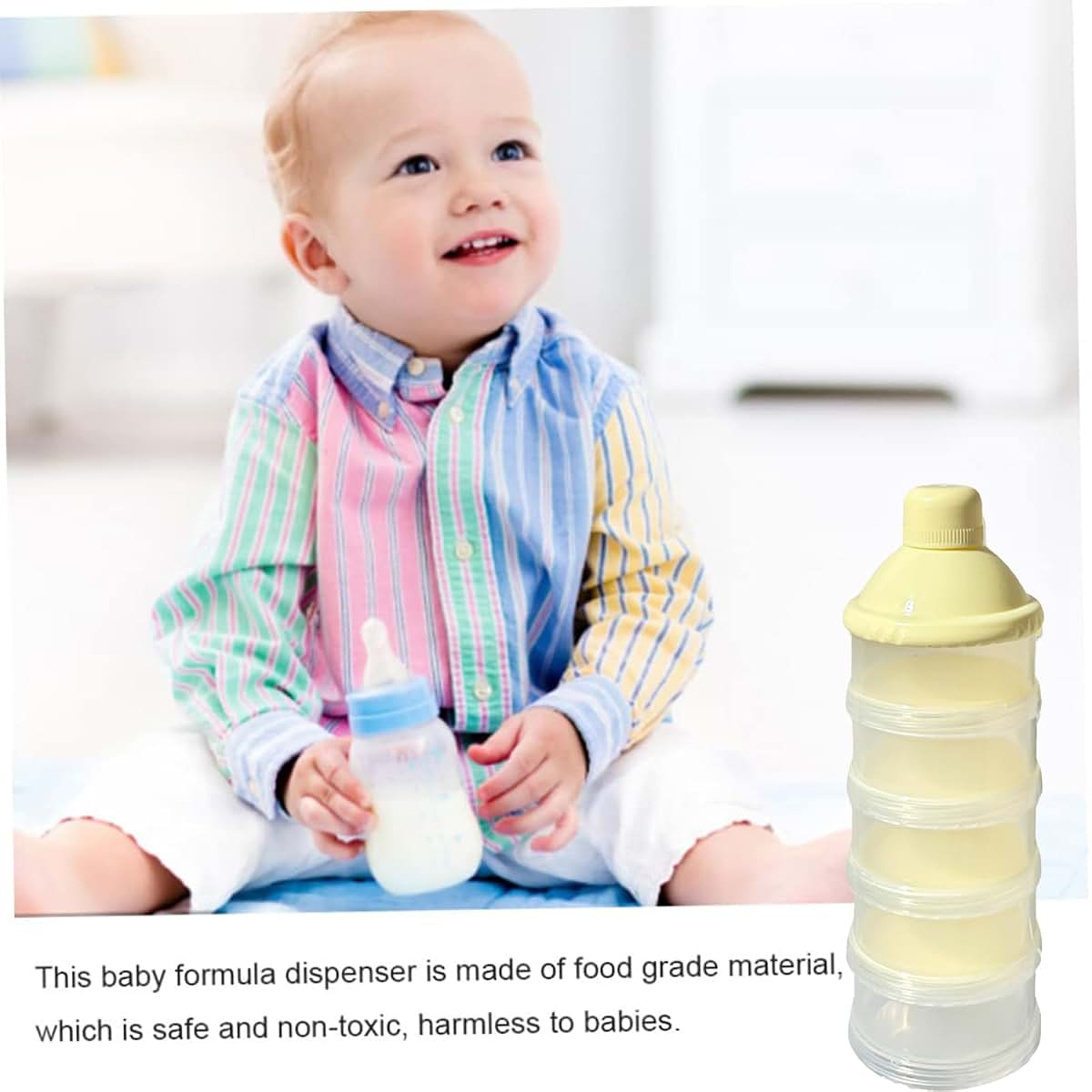 Manwetye 2-Pack 5-Layer Baby Formula Dispenser, Yellow