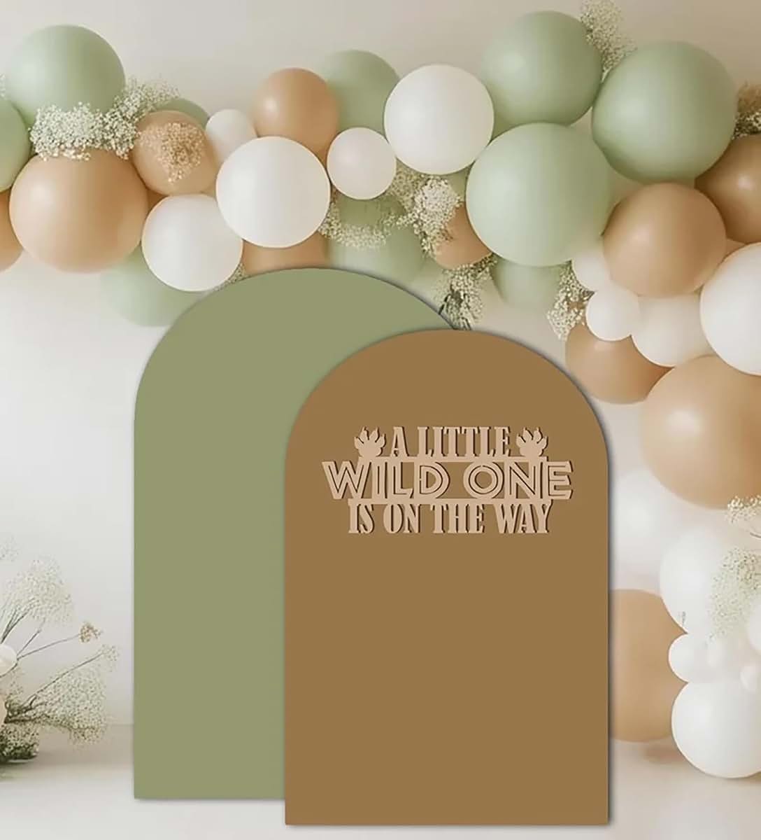QPARTYFIRE A Little Wild One is On The Way Wooden Safari Baby Shower Sign