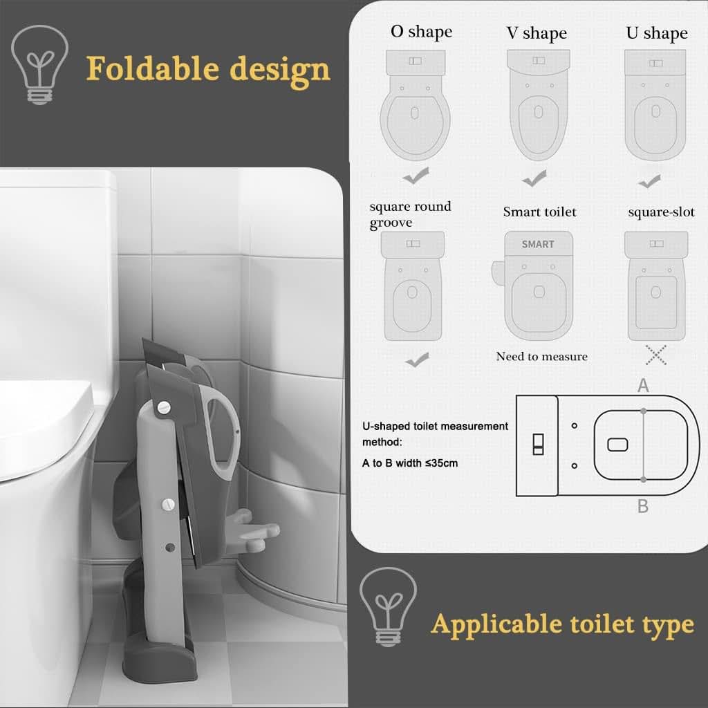 FGQuelle Potty Training Toilet Seat with Step Cute Crown Potty with Ladder with Backrest, Adjustable Folding Potty (photo 4)
