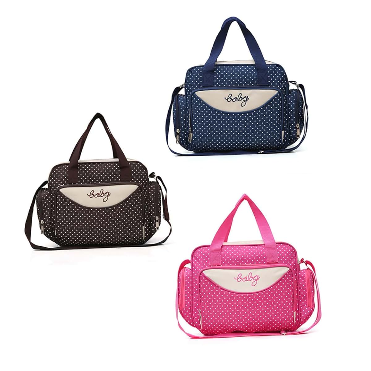 Holibanna 5pcs Women's Tote Bag Diaper Backpack Set With Dots