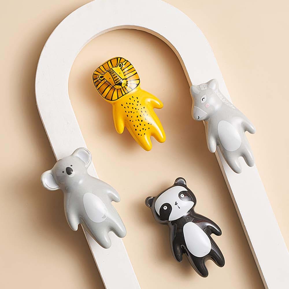 uulu 5Pcs Kids Drawer Handles Cute Animal Panda Knobs Ceramic Nursery Knobs Children's Room Door Cupboard knobs DIY (photo 4)