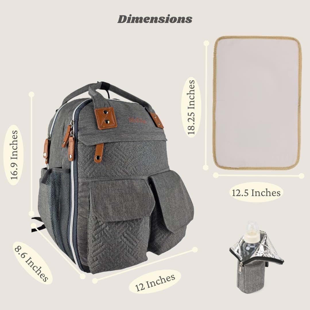 Mc Ella Multi-Function Diaper Backpack, Pink Quilted Design with Laptop Pocket, 25L Capacity, Insulated Pockets (photo 4)